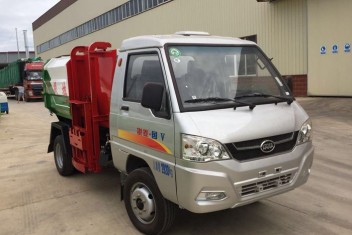 國六3立方凱馬后雙輪掛桶式垃圾車